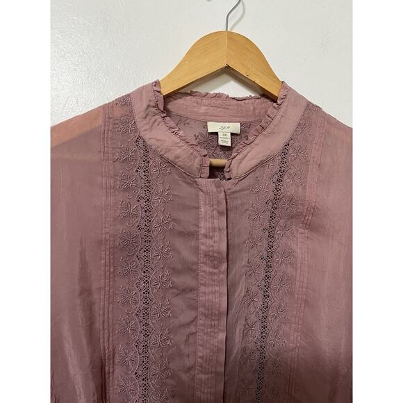 J Jill Victorian Style Old Rose Lace Button Blouse Size 3X Rose Pink Feminine - Picture 8 of 10